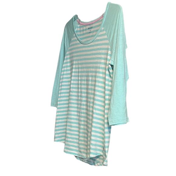 COLUMBIA 3/4 SLEEVE, PULL-OVER TOP, WOMENS, L, LIGHT GREEN & WHITE STRIPES - Picture 4 of 11